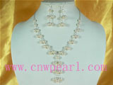 7-8mm potato shaped pearl jewelry necklace&earrings set